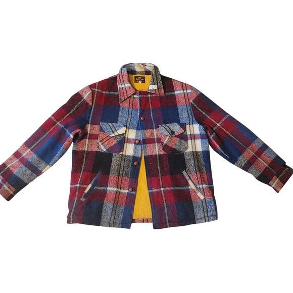 Vtg CAMPUS Outerwear 60s Plaid Jacket Sz 44 lined flannel Cabincore - Picture 1 of 6